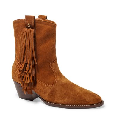 Bota Texana Marrom Couro com Franja