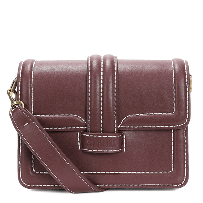 Bolsa Box Quadrada Roxa Pesponto Alça Tiracolo