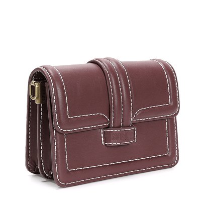 Bolsa Box Quadrada Roxa Pesponto Alça Tiracolo