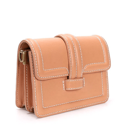 Bolsa Box Quadrada Marrom Pesponto Alça Tiracolo