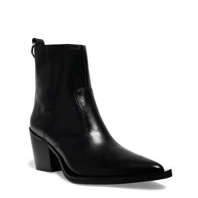 Bota Western Preta Couro Bico Fino