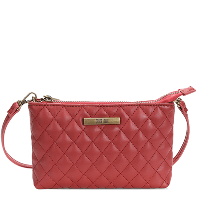 Bolsa retangular pequena transversal matelassê vermelho chilli