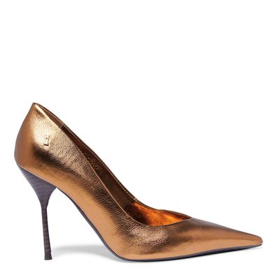 Scarpin one bronze metalizado salto alto