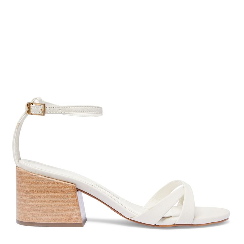 Sandalia salto grosso off hot sale white