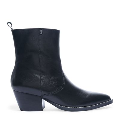 Bota Preta Couro Cano Médio