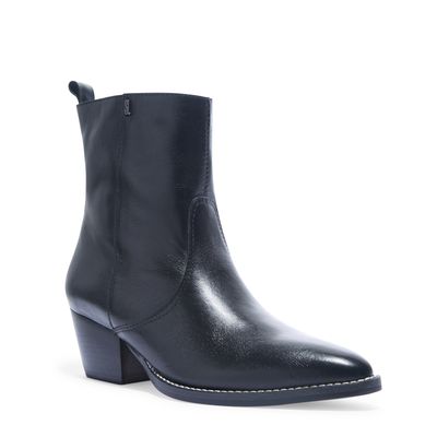 Bota Preta Couro Cano Médio
