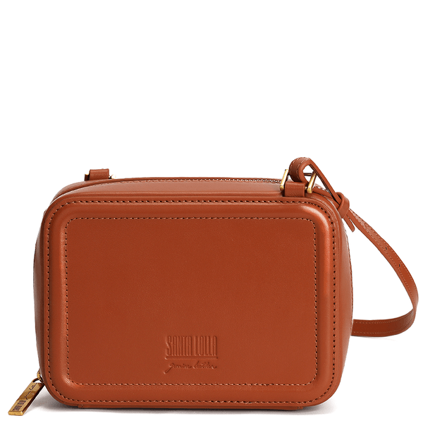Bolsa camera bag Transversal Marrom Couro Pequena Alça Ajustável - Linha Genuine Leather