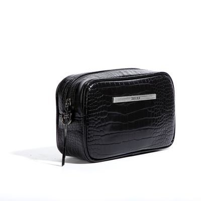 Bolsa Croco Alto Brilho Preto