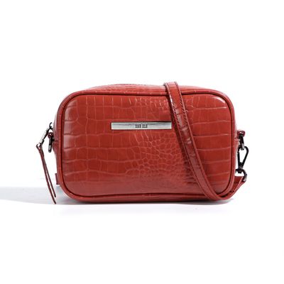 Bolsa Croco Alto Brilho Marrom Rust