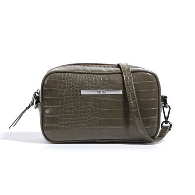 Bolsa Croco Alto Brilho Verde Militar