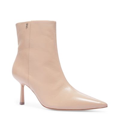 Bota Couro Pelica Soft Bico Fino Bege