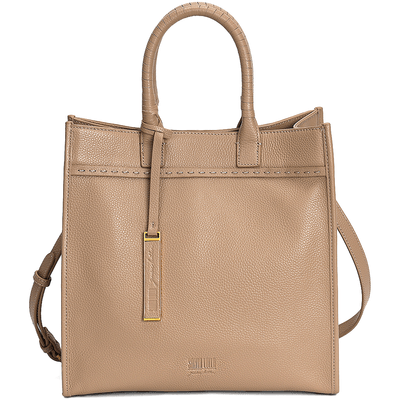 Bolsa Tote Pesponto Grande de Couro Bege - Linha Genuine Leather