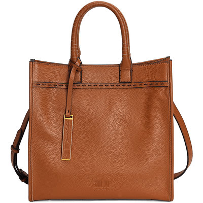 Bolsa Tote Pesponto Grande de Couro Marrom - Linha Genuine Leather