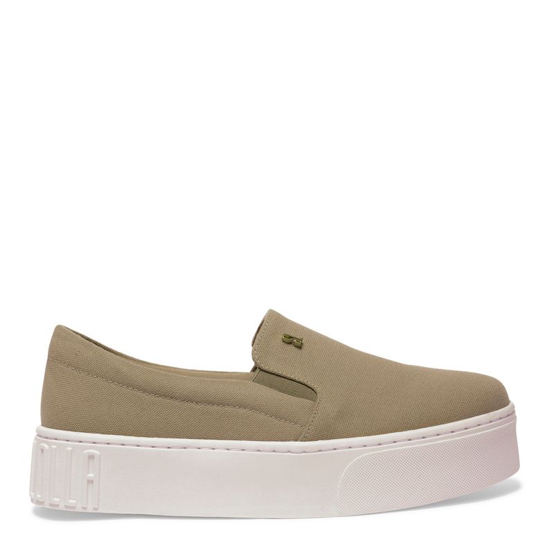 Tênis Slip On Cinza Bico Redondo Flatform - Santa Lolla