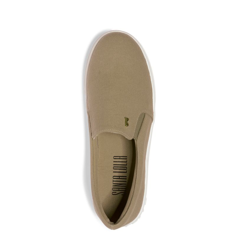 Tênis Slip On Cinza Bico Redondo Flatform - Santa Lolla