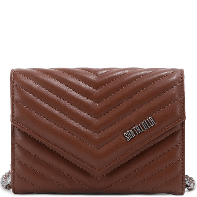 Bolsa Carteira Envelope Soft Marrom Alça Corrente
