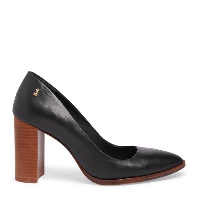 Sapato Scarpin Preto Couro Salto Alto