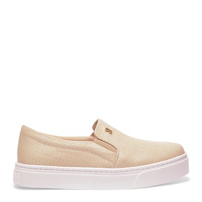 Tênis Slip On Bege Bico Redondo