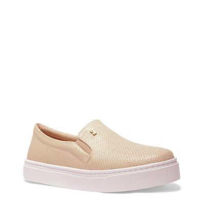 Tênis Slip On Bege Bico Redondo