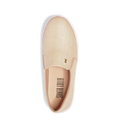 Tênis Slip On Bege Bico Redondo