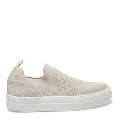 Tênis Knit Bege Flat Texturizado