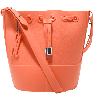 Bolsa Bucket Transversal De Borracha Com Alça Ajustável Laranja