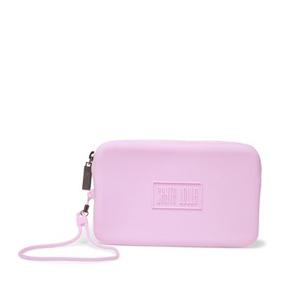 Bolsa Clutch Rosa Claro Borracha Alça Fina