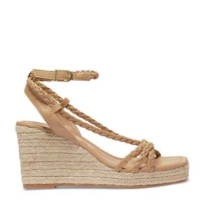 Sandália Espadrille Anabela Napa Soft Caramelo