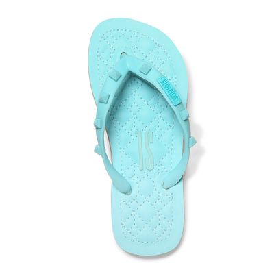 Flip Flop Infantil Azul Claro Borracha Spikes Flat