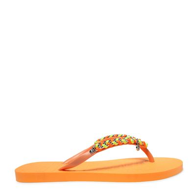 Flip Flop Laranja Borracha Corrente Flat