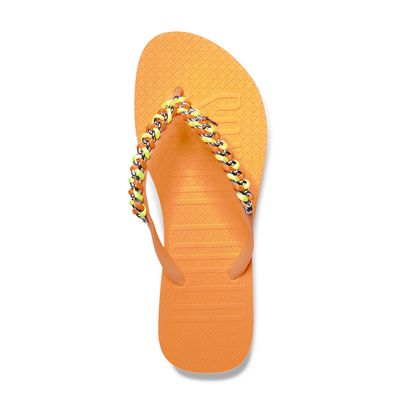 Flip Flop Laranja Borracha Corrente Flat