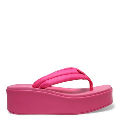 Sandália Papete Thong Plataforma Flatform de Borracha Rosa