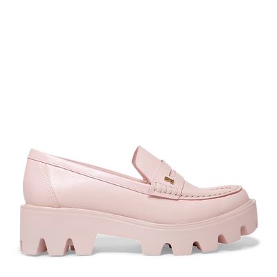Sapato Mocassim Couro Tratorado Rosa Claro