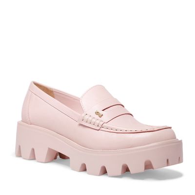 Sapato Mocassim Couro Tratorado Rosa Claro