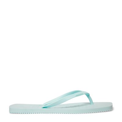 Flip Flop Azul Claro Borracha Slim Bico Quadrado