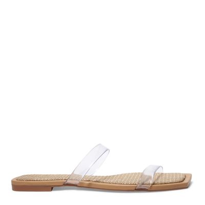 Rasteira Bege Vinil Tiras Flat