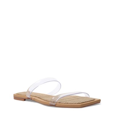 Rasteira Bege Vinil Tiras Flat