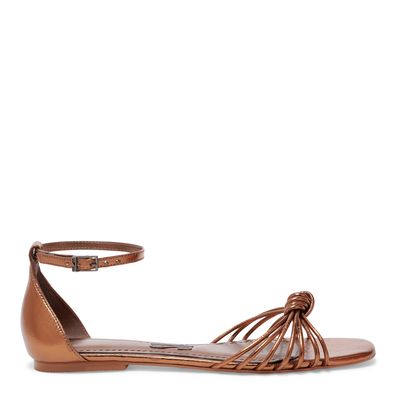 Rasteira metalizada bronze bico quadrado