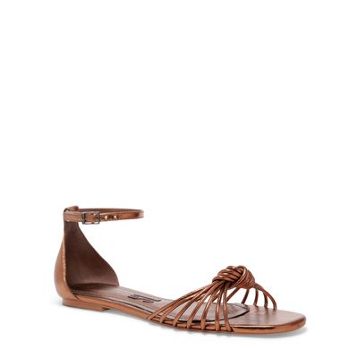 Rasteira metalizada bronze bico quadrado