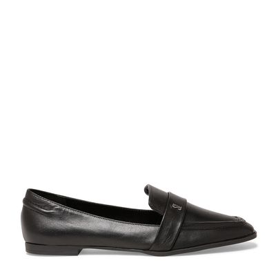 Mocassim Couro Soft Preto Bico Quadrado