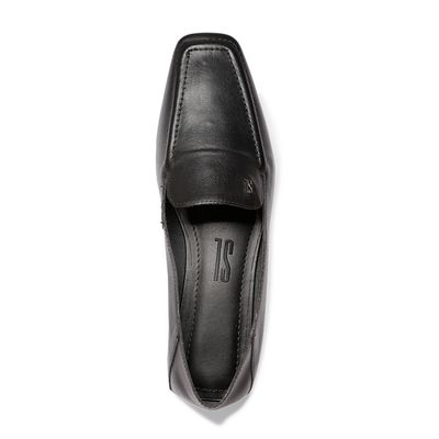 Mocassim Couro Nobre Soft Preto Bico Quadrado