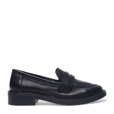 Sapato Mocassim Preto Couro Salto Baixo