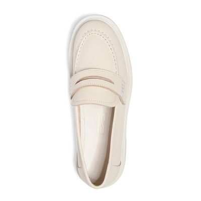 Sapato Mocassim Off White Couro Salto Baixo
