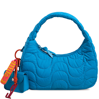 Bolsa Baguete Hobo Matelassê Calçadão de Copacabana Azul - Linha Collab Disney: 80 anos de Zé Carioca