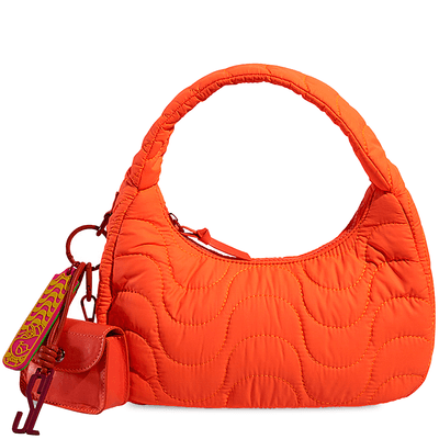 Bolsa Baguete Hobo Matelassê Calçadão de Copacabana Laranja - Linha Collab Disney: 80 anos de Zé Carioca