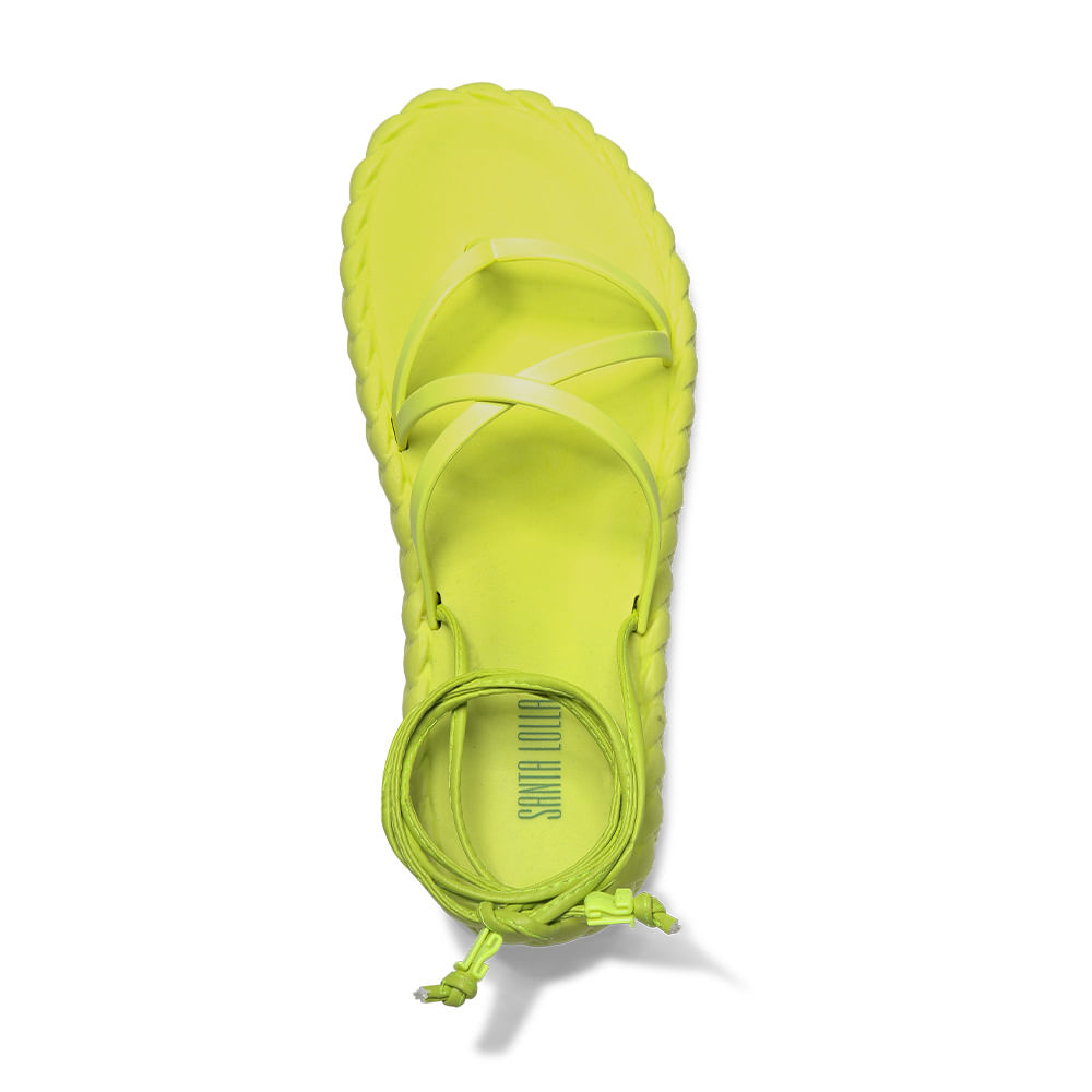 Sandália Papete Verde Borracha Flat Trançada - Santa Lolla