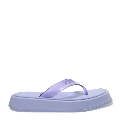 Sandália Papete Thong Flatform de Borracha Roxa Pastel
