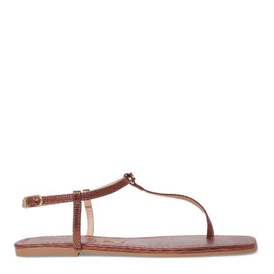 Rasteira Flat Marrom Bronze Metalizada Cobra