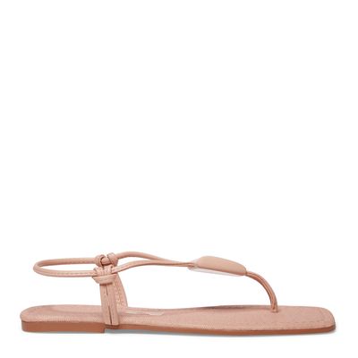 Sandália Rasteira Rosa Bico Quadrado Flat