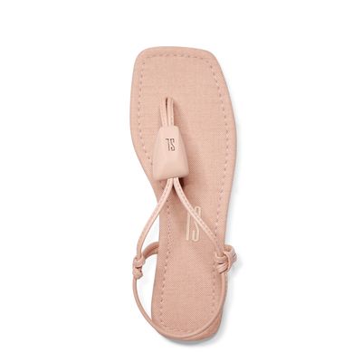 Sandália Rasteira Rosa Bico Quadrado Flat